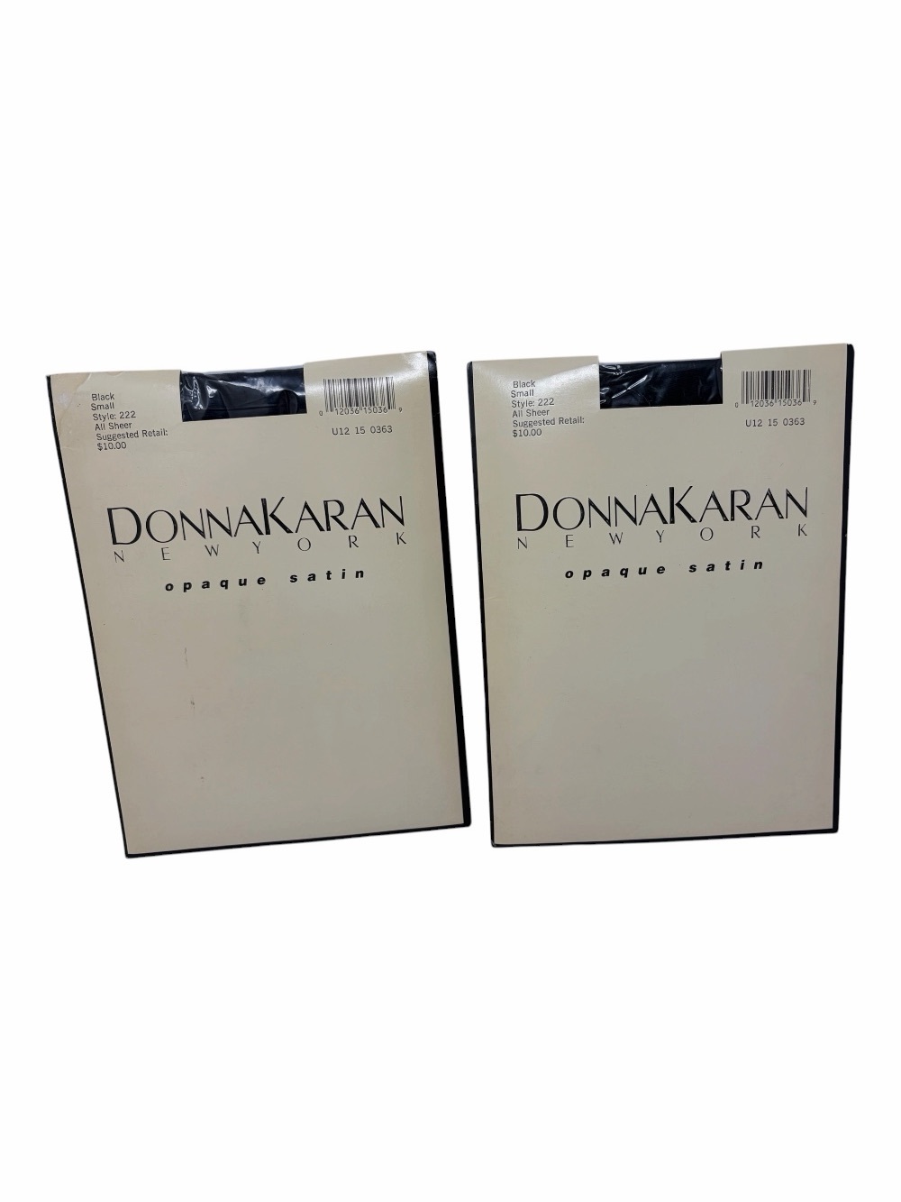 (2) Pairs Vtg 1992 Donna Karan Opaque Satin Pantyhose #222 Black Small DKNY NEW